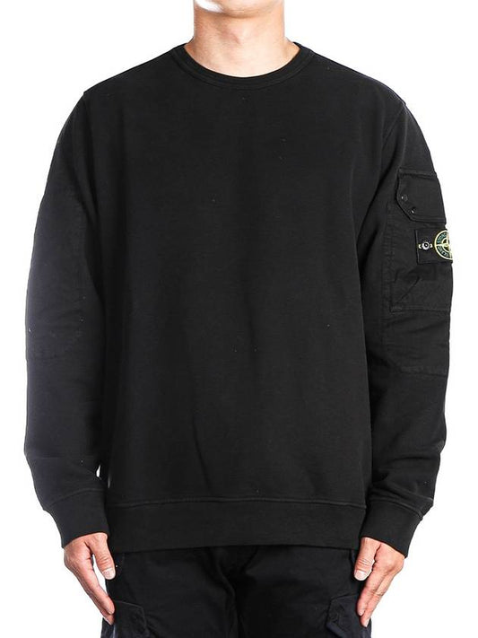 Brushed Organic Cotton Fleece Sweatshirt Black - STONE ISLAND - BALAAN 2