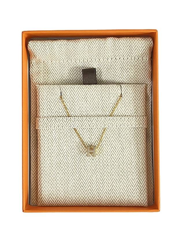 Mini Pop H Pendant Necklace Gold Marron Glace - HERMES - BALAAN 3