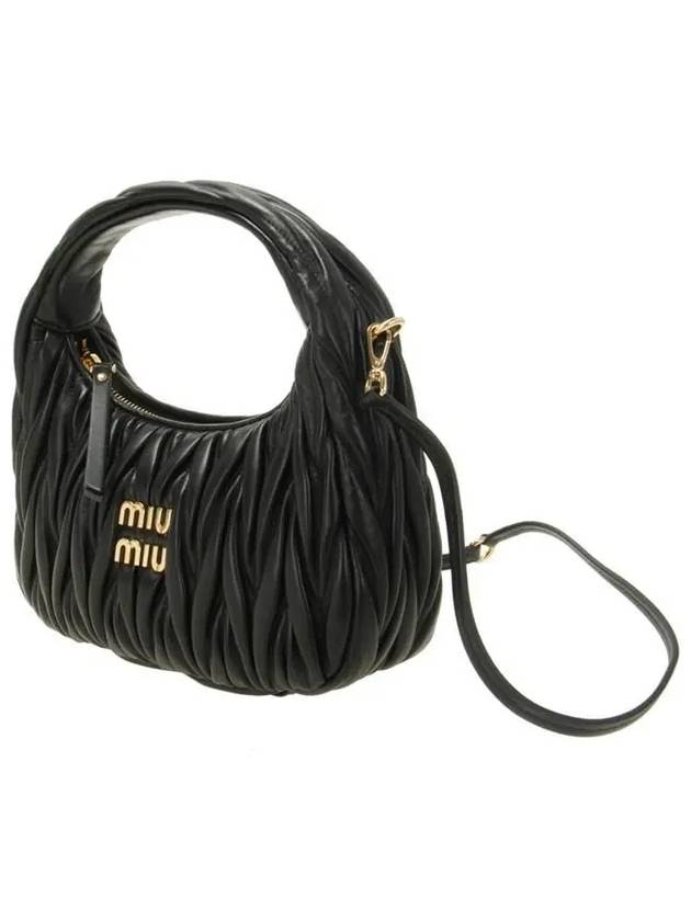 Wander Matelassé Nappa Leather Hobo Tote Bag Black - MIU MIU - BALAAN 3