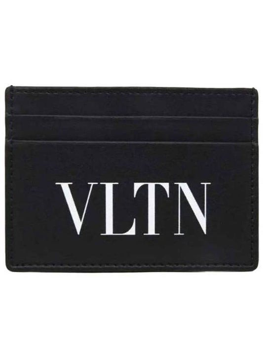 VLTN Logo Print Card Wallet Black - VALENTINO - BALAAN 1