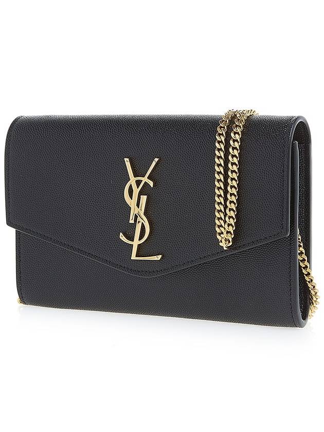 Monogram Uptown Chain Embossed Leather Long Wallet Black - SAINT LAURENT - BALAAN 4