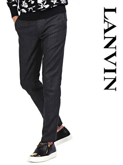 Zipper Wool Biker Straight Pants Anthracite Grey - LANVIN - BALAAN 2