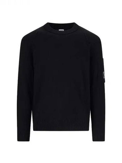 Lambswool GRS Crew Neck Knit Top Black - CP COMPANY - BALAAN 2