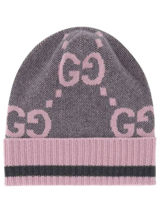 GG knit cashmere beanie gray pink - GUCCI - BALAAN 1