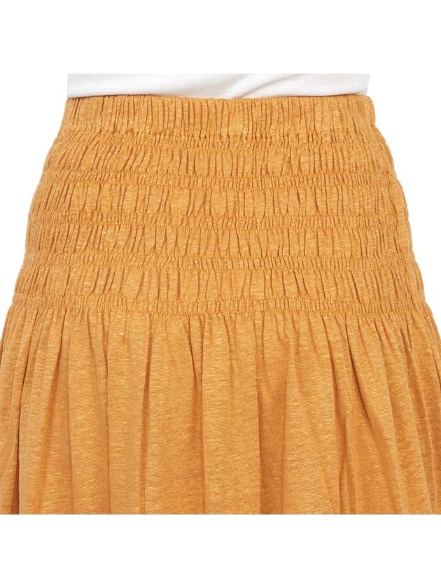 Tinoa Elastic Linen Long A-Line Skirt Mustard - VANESSA BRUNO - BALAAN 8