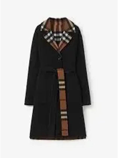 Reversible Check Wool Single Coat Black - BURBERRY - BALAAN 2