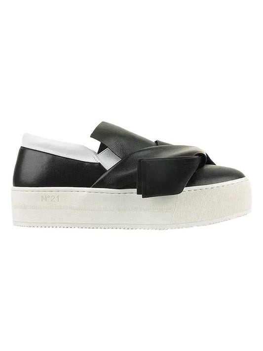 Leather Bow Slip-On Black - Nº 21 - BALAAN.