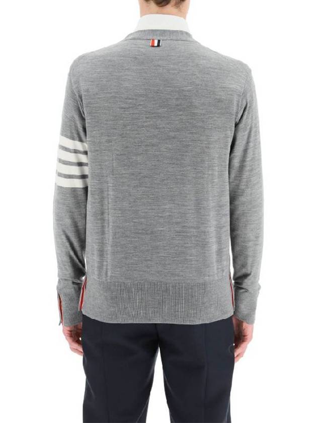 Men's Sustainable Classic Diagonal Wool Cardigan Medium Grey - THOM BROWNE - BALAAN 6