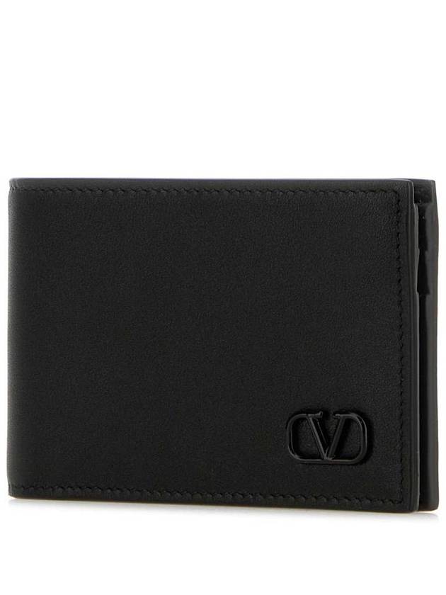 Men's Vlogo Plaque Half Wallet Black - VALENTINO - BALAAN 3