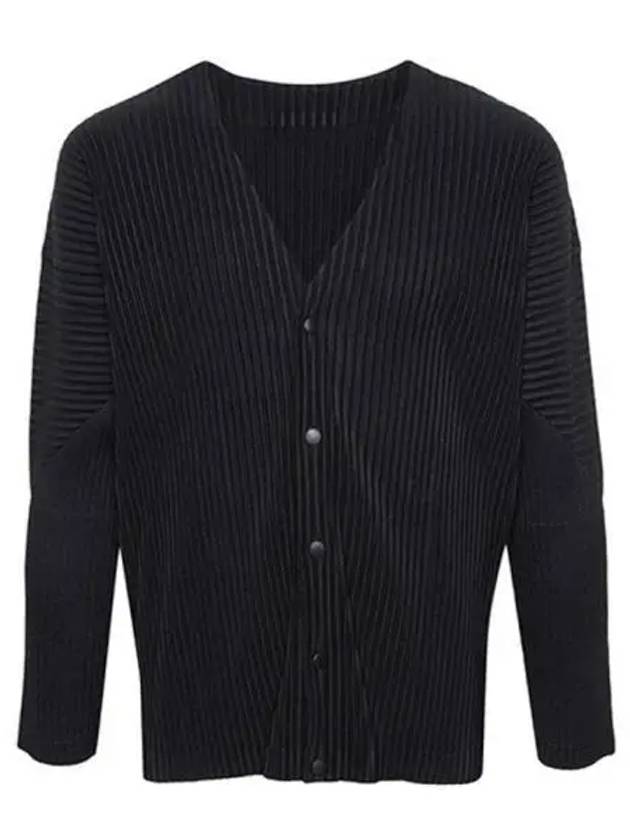 Homme Pliss Pleated Basic Cardigan Black Men s Jacket 271141 - ISSEY MIYAKE - BALAAN 1