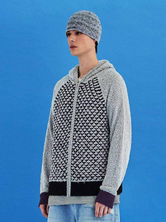 Embossed clover knit zipup hood gray - UNALLOYED - BALAAN 2