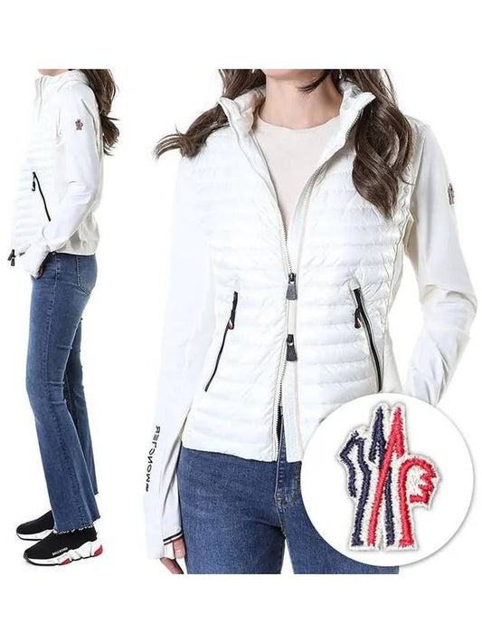 Women's Grenoble Patch Logo Zip-Up Cardigan White - MONCLER - BALAAN 2