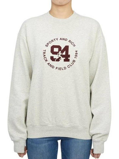 Track Field Flock Crew Neck Cotton Sweatshirt Light Oatmeal - SPORTY & RICH - BALAAN 2