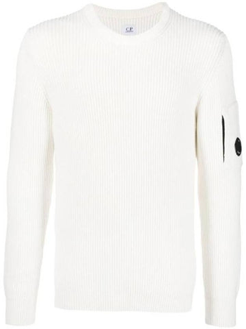 Men's Lens Detail Crew Neck Knit Top White - CP COMPANY - BALAAN 1