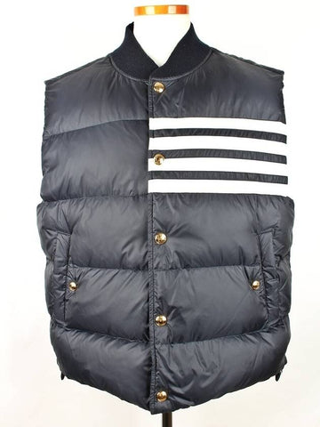 Diagonal gold padded vest navy 5 - THOM BROWNE - BALAAN 1