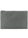 Intrecciato Document Clutch Bag Grey - BOTTEGA VENETA - BALAAN 2