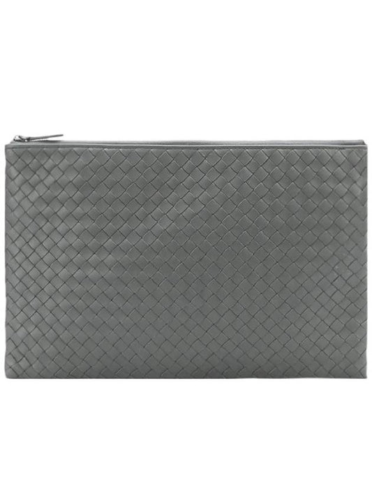 Intrecciato Document Clutch Bag Grey - BOTTEGA VENETA - BALAAN 2