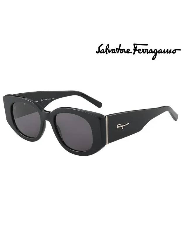 Oval Acetate Sunglasses Black - SALVATORE FERRAGAMO - BALAAN 3