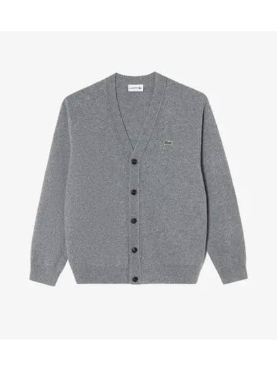 Men's Basic V-Neck Cardigan Melange Grey - LACOSTE - BALAAN 2