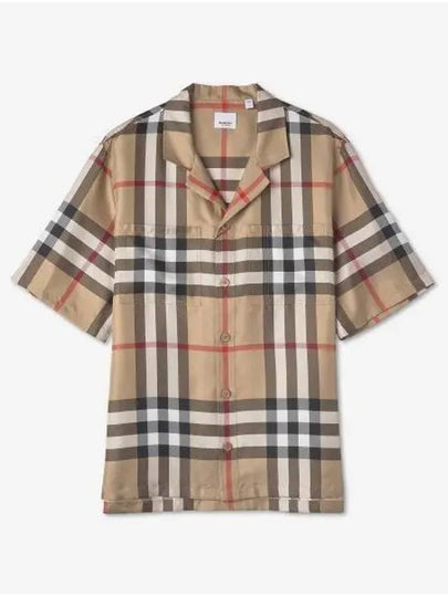 Vintage Check Silk Short Sleeve Shirt Archive Beige - BURBERRY - BALAAN 2