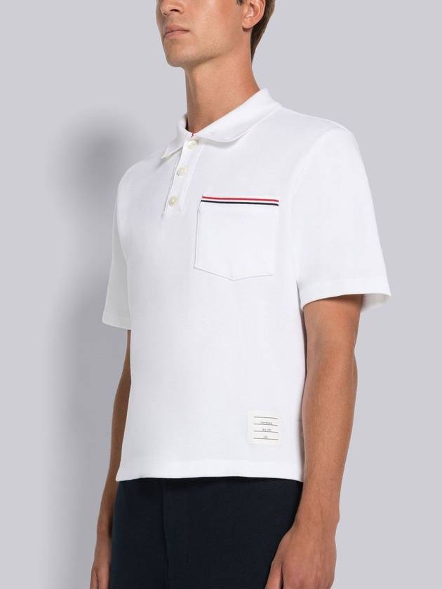 RWB Pocket Interlock Cotton Short Sleeve Polo Shirt White - THOM BROWNE - BALAAN 4