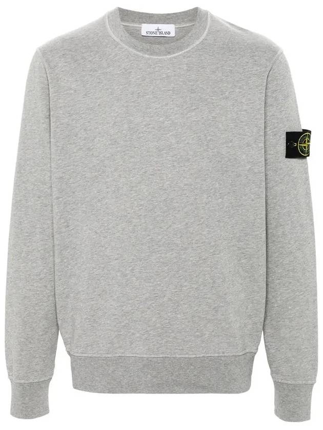 Compass Patch Cotton Sweatshirt Melange Grey - STONE ISLAND - BALAAN 3