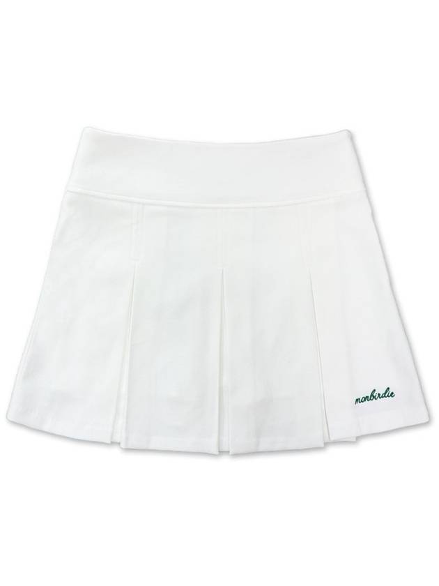 SOFT TOUCH WARM PLEATS brushed embroidery pleated skirt WHITE - MONBIRDIE GOLF - BALAAN 1