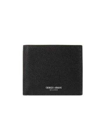 Men s Grainy Leather Fold Wallet Black 270431 - GIORGIO ARMANI - BALAAN 1