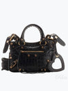 Neo Cagole Small Crocodile Embossed Leather Tote Bag Black - BALENCIAGA - BALAAN 2