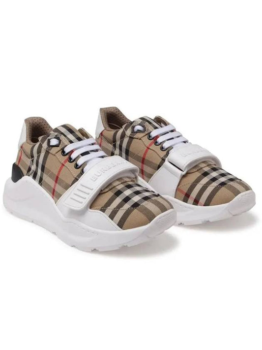 Vintage Check And Leather Sneakers White Archive Beige - BURBERRY - BALAAN 2