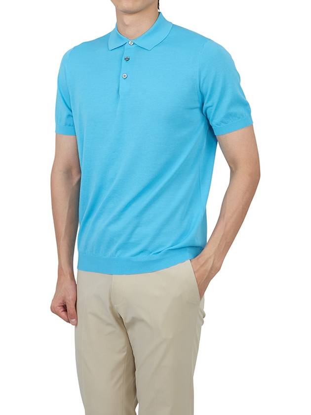 Men's Cotton Polo Shirt Turquoise - DRUMOHR - BALAAN 6