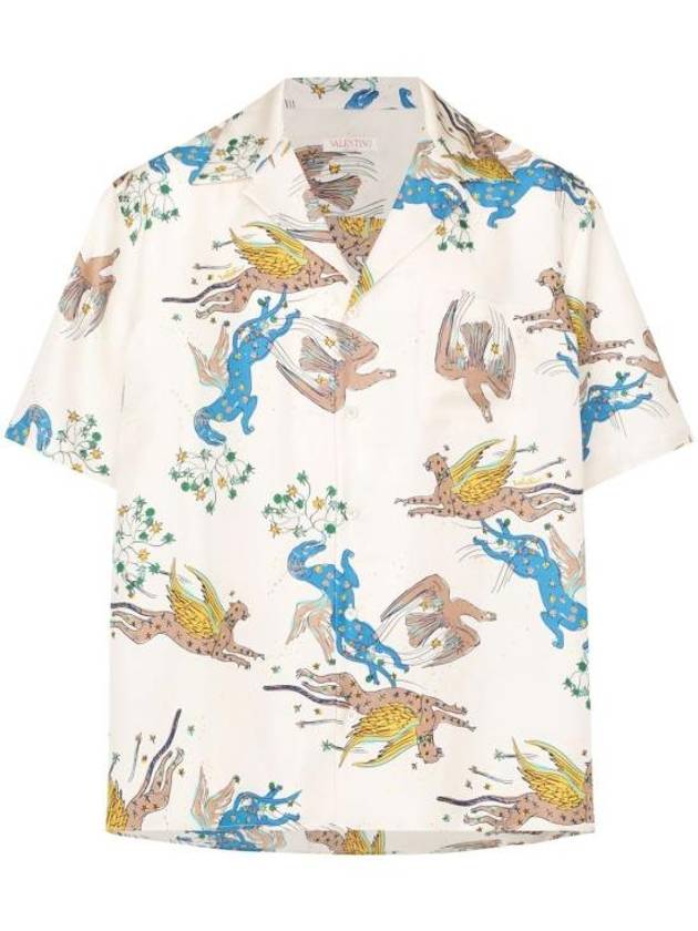 Men's Utopia World Print Silk Short Sleeve Shirt White - VALENTINO - BALAAN 2