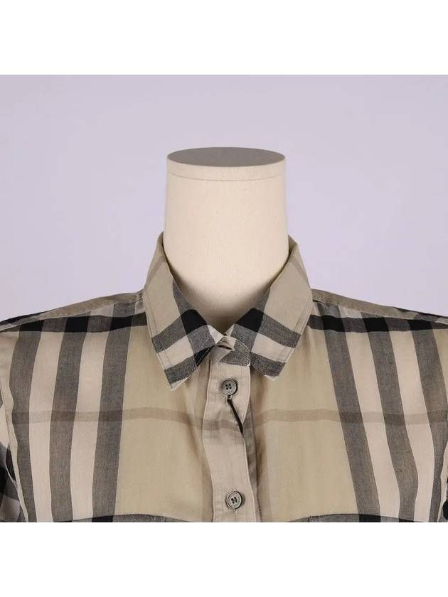 Two Pocket Checked Cotton Shirt Beige - BURBERRY - BALAAN 5