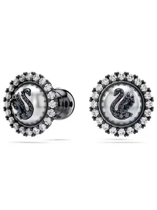 Iconic Swan Pearl Rhodium Stud Earrings Silver - SWAROVSKI - BALAAN 2