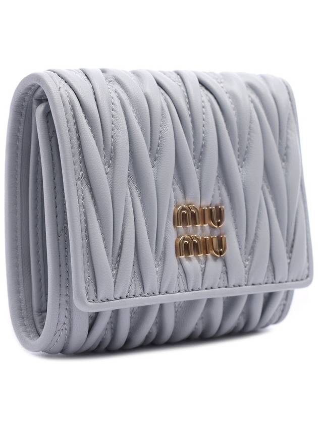 Matelasse Logo Nappa Leather Half Wallet Grey - MIU MIU - BALAAN 4