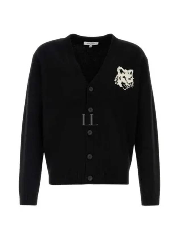 Fox Head Intarsia Comfort Cardigan Black - MAISON KITSUNE - BALAAN 2