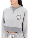 Cropped Logo Print Sweatshirt Grey - MIU MIU - BALAAN 5