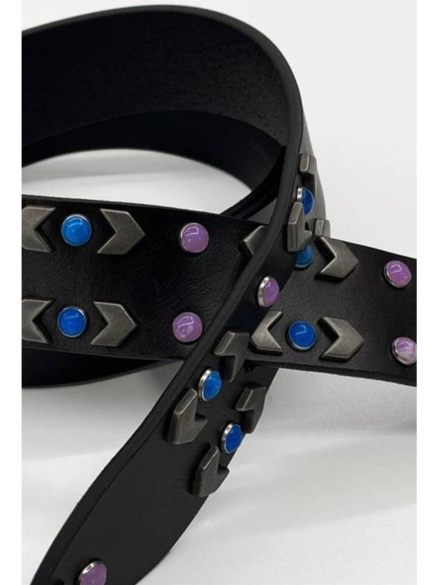 Lecce Stud Detail Leather Belt Black - ISABEL MARANT - BALAAN 3