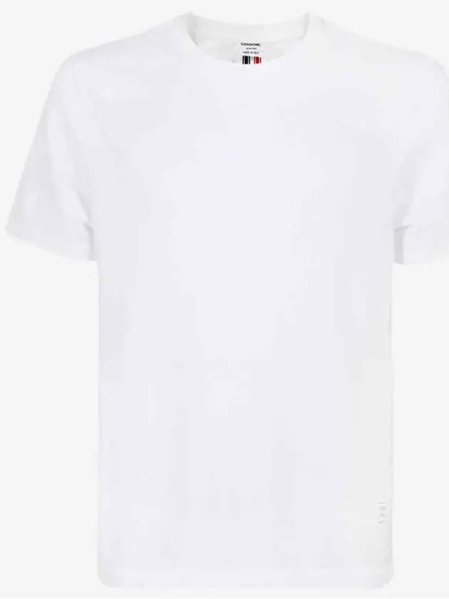 Men's Center Back Striped Short Sleeve T-Shirt White - THOM BROWNE - BALAAN 2