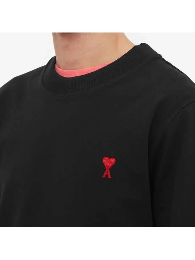 Small Heart Logo Long Sleeve T-Shirt Black - AMI - BALAAN 6