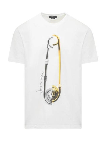 Pin Print Cotton Short Sleeve T-Shirt White - VERSACE - BALAAN 1