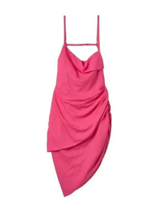 Jacquemus La Robe Saudade asymmetrical draped mini dress pink one piece - JACQUEMUS - BALAAN 1
