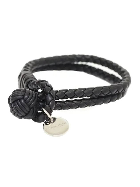 Intrecciato Double Weaving Bracelet Black - BOTTEGA VENETA - BALAAN 1