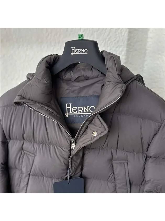 hood knit trim padded coat dark gray - HERNO - BALAAN 3