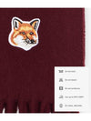 Small Fox Head Patch Wool Muffler Wine - MAISON KITSUNE - BALAAN.