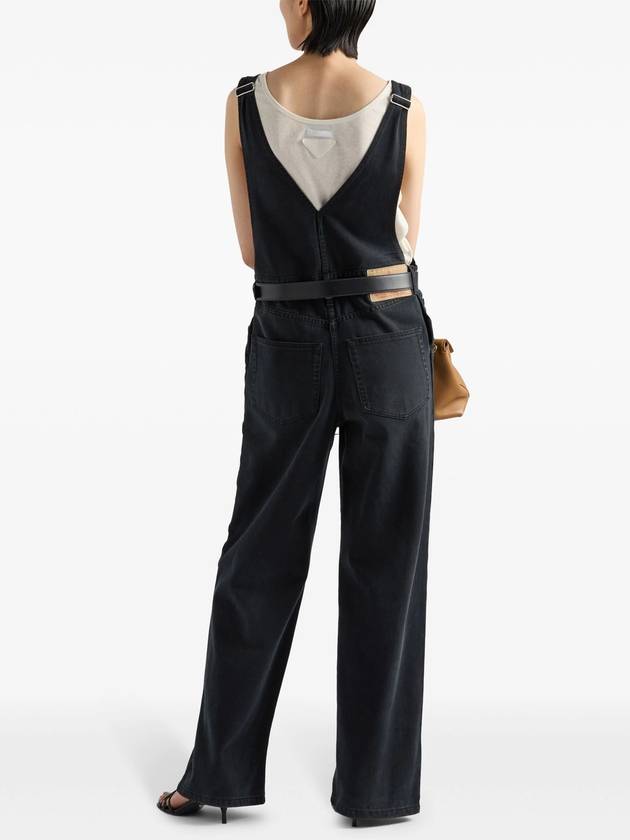 Triangle Logo Denim Jumpsuit Black - PRADA - BALAAN 4