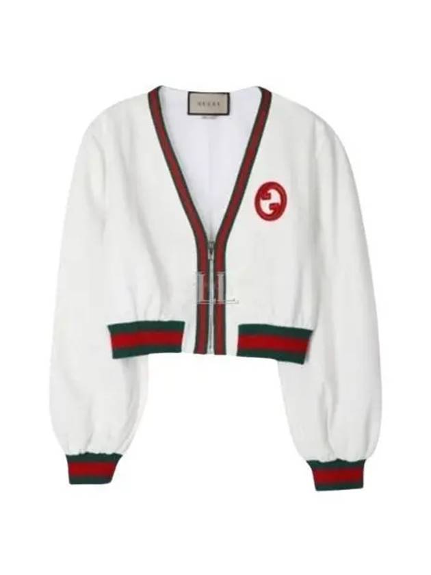 Cropped Web Jacket White - GUCCI - BALAAN 2