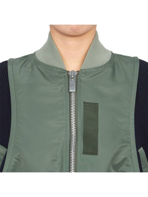 Nylon Twill Knit Bomber Jacket Green - SACAI - BALAAN 9