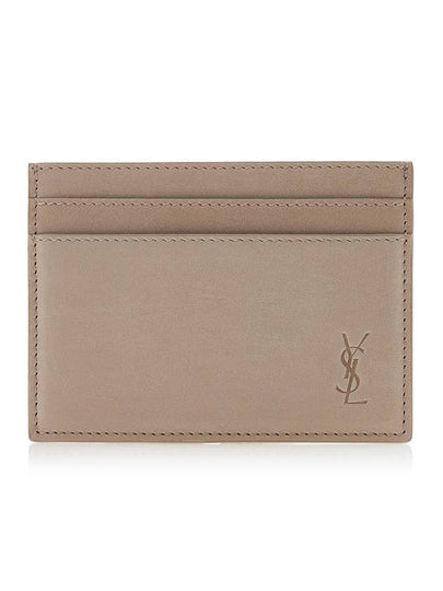 Cassandre Debossed Logo Leather Card Wallet Beige - SAINT LAURENT - BALAAN 2