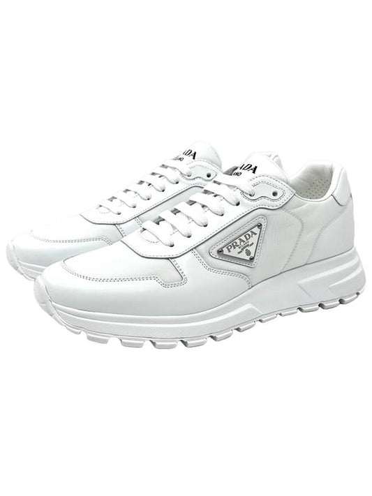 Prax 01 Re-Nylon Brushed Leather Low-Top Sneakers White - PRADA - BALAAN 2